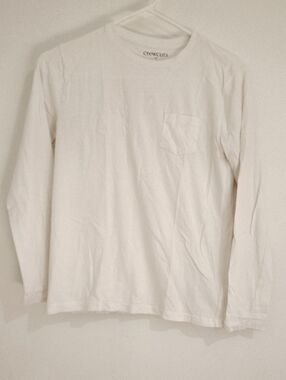 Crewcuts White Long-Sleeve Pocket Tee - Classic Crewneck